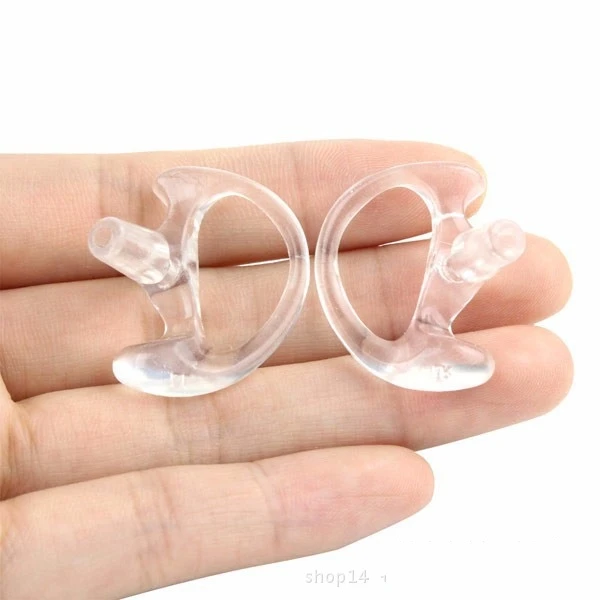 2pcs Silicone earloop Earmolds ear mold for acoustic air tube earphones,two way radio headset,walkie talkie headphone White