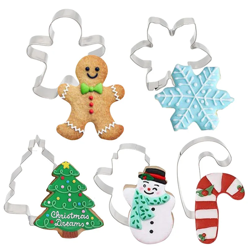 5 adet/takım noel kurabiye kalıbı Gingerbread noel ağacı kalıp noel kek dekorasyon aracı Navidad hediye DIY pişirme bisküvi kalıp