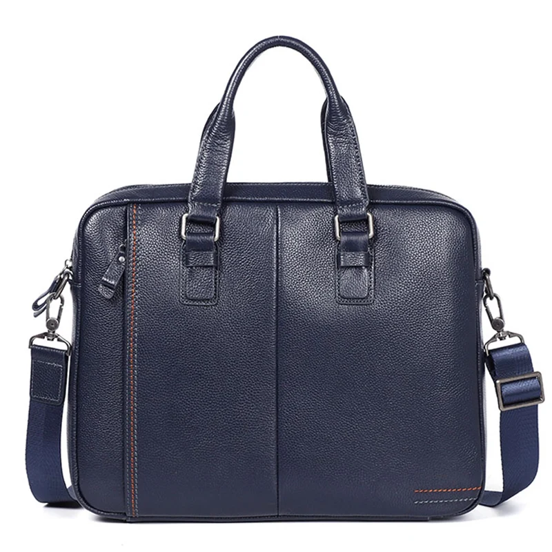 Nesitu Promotion A4 Black Blue Coffee Genuine Leather Office Men\'s Briefcase Portfolio Business Shoulder Messenger Bags M255605