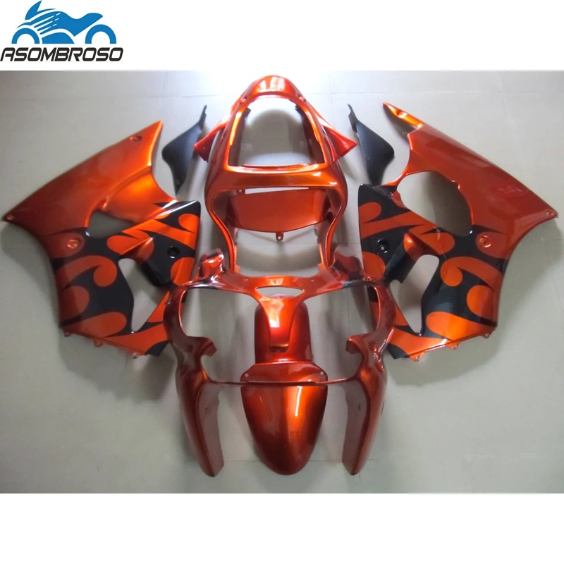 

New Arrival Injection Motorcycle for Kawasaki Ninja ZX6R fairing kit 2000 2001 2002 orange black fairing set ZX6R 00 01 02 WA25