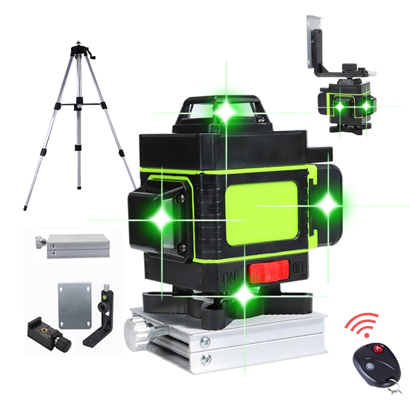 

12/16 Lines Laser Level Powerful 4D Self-Leveling Horizontal & Vertical Cross Super Powerful Green Lines 360 Degrees Adjustment