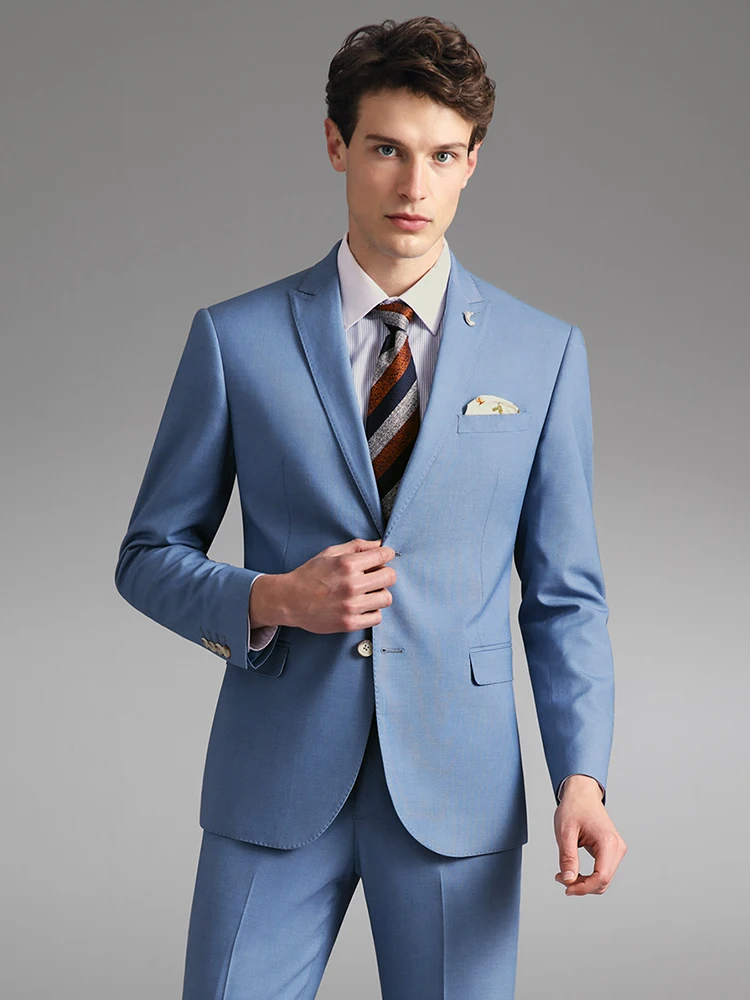 suit men smart casual mens suits with pants light blue men suit slim fit for wedding blazer + pant single breasted 2 pieces set