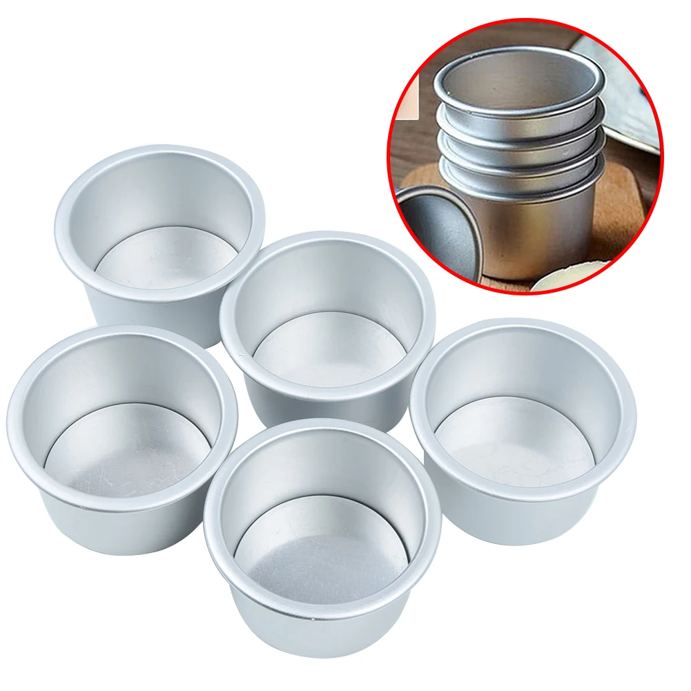 5pcs Mini Cake Baking Mold Non Stick Baking Pans With Removable Bottom Cake Aluminum Alloy Small Size Cake Food Grade Aluminum