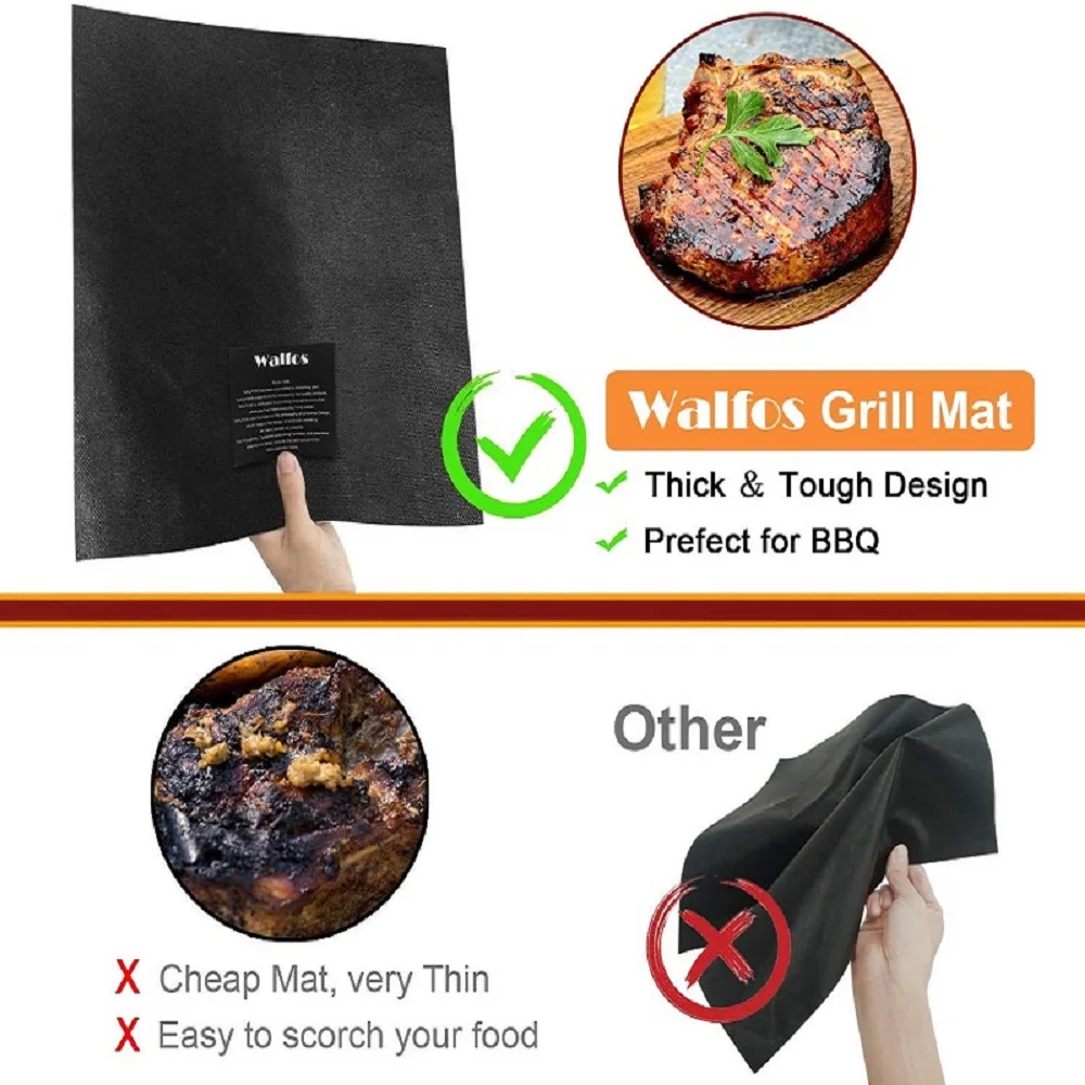 WALFOS BBQ Grill Non-stick Coating Sheet Mat Heat Resistance Easily Cleaned Mat Cooking Baking Barbecue Kitchen Tools 33*40 CM