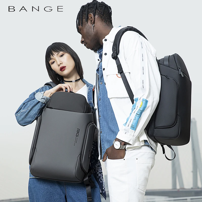 BANGE Brand New Waterproof Case Design Laptop Casual Men\'s Business Bag 180 Degree Open USB Charging Travel Women\'s Backpack