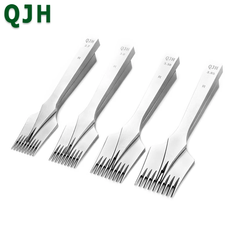 QJH Leather Die-steel Chisel French Style Pricking Iron Sharp Leather Punching Tool 2.7/3.0/3.38/3.85mm Obverse Reverse chisel