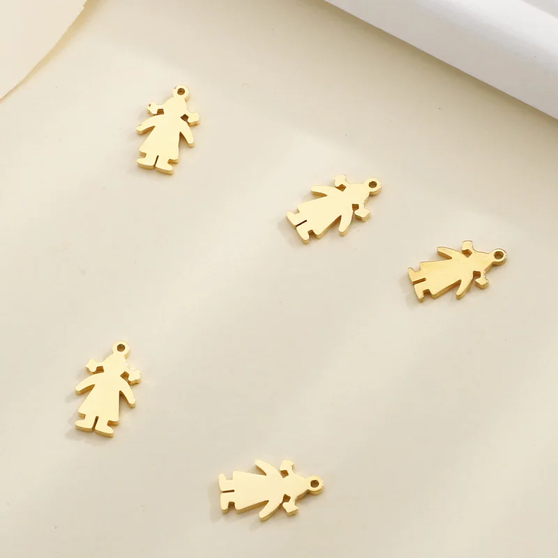 3Pcs/Lot Boy and Girl Pendant Jewelry Making Necklaces DIY Bracelet Family Children Stainless Steel