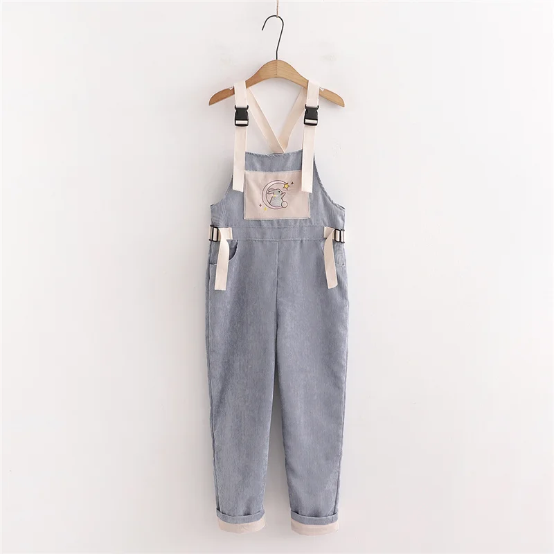 Bông Tai Kẹp Kawaii Hàng Hóa Nữ Quần Thỏ Hoạt Hình Vintage Áo Liền Quần Nữ Suông Dễ Thương Ren Định Dây Đeo Quần Dài Teen Nữ Jumpsuit