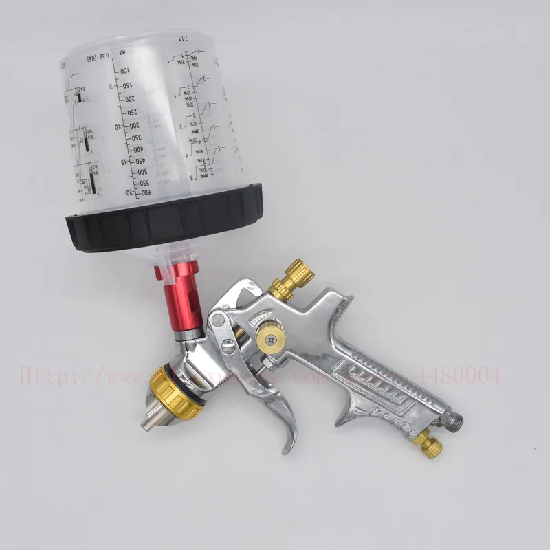 Pistola a spruzzo HVLP con tazza di miscelazione vernice PPS da 600ml e adattatore per pistola a spruzzo 1.3/1.4/1.7mm pistola a spruzzo per alimentazione a gravità per verniciatura auto