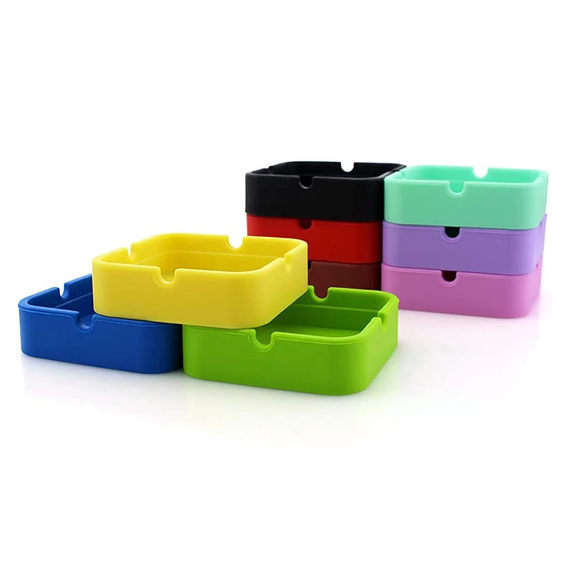 

30pcs Silicone Ashtray Eco-Friendly Heat Resistant Square Cigar Ashtray Cigarette Container for Home Office