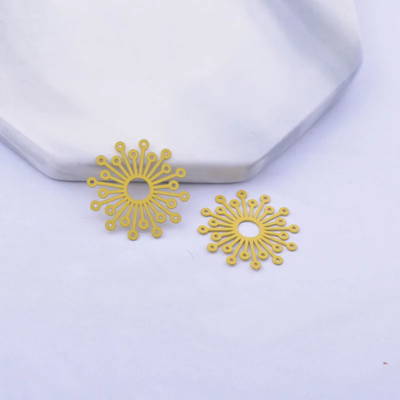 50 Stück AC12176 19mm Messing-Blumen-Abstandshalter Charms DIY Ohrring-Verbinder Anhänger Hängeschmuck Dekoration – Detail 9