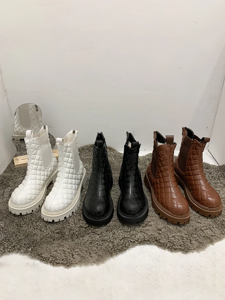 Winter Cotton Shoes 2021 New Round Toe All-match Back Zipper Short Boots Plus Velvet Thick Anti-ski Boots