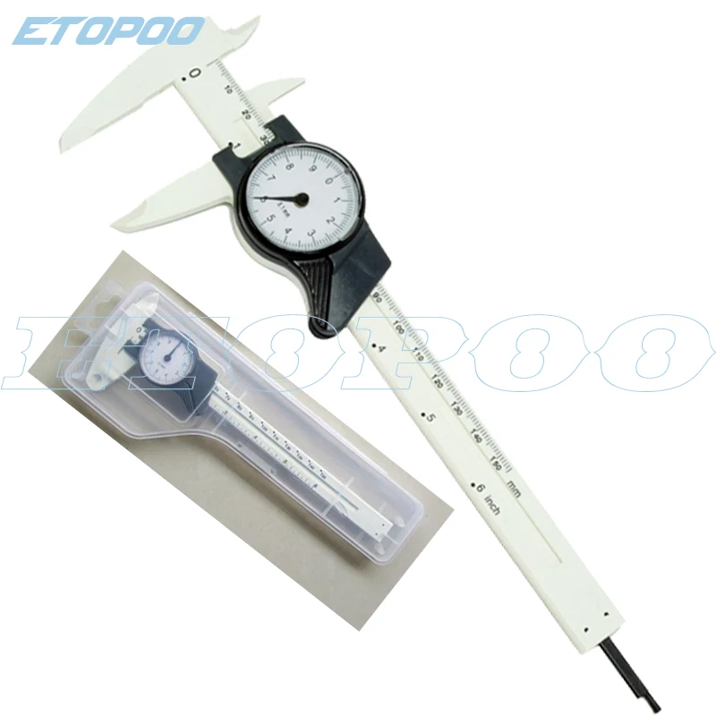 0-150MM 6inch Pure plastic vernier caliper with dial plastic dial caliper gauge digital caliper micrometer thickness gauge