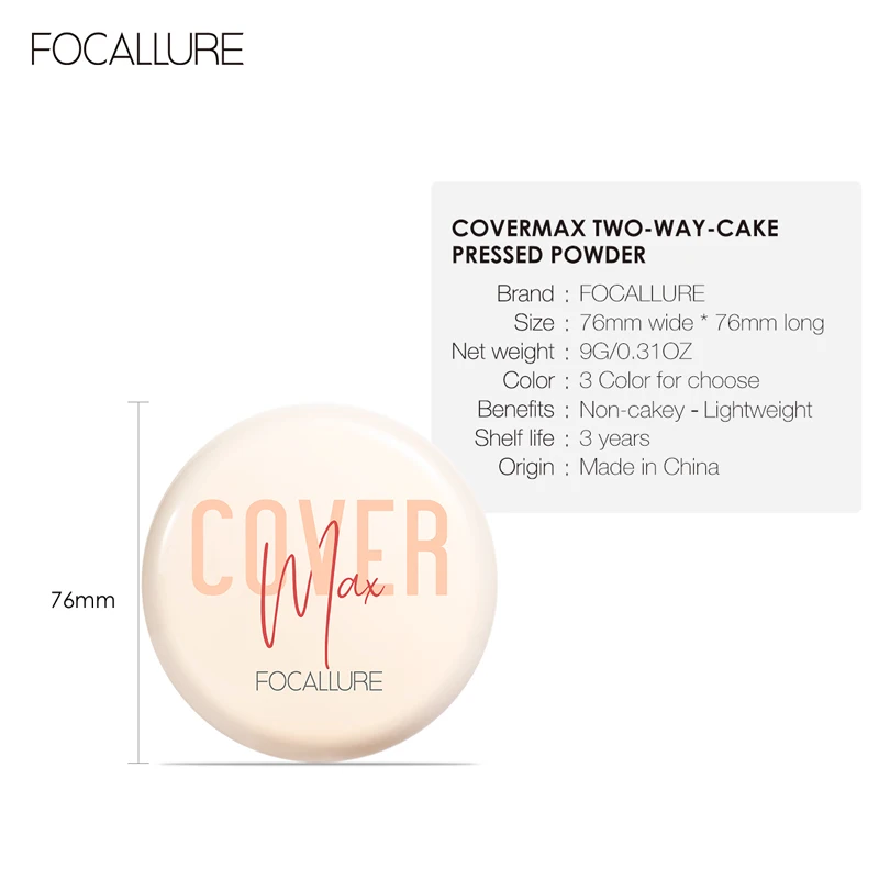 FOCALLURE Wholesale Full Coverage Face Powder Long Lasting Oil control Concealer Foundation For Face Make up Natural Cosmetic