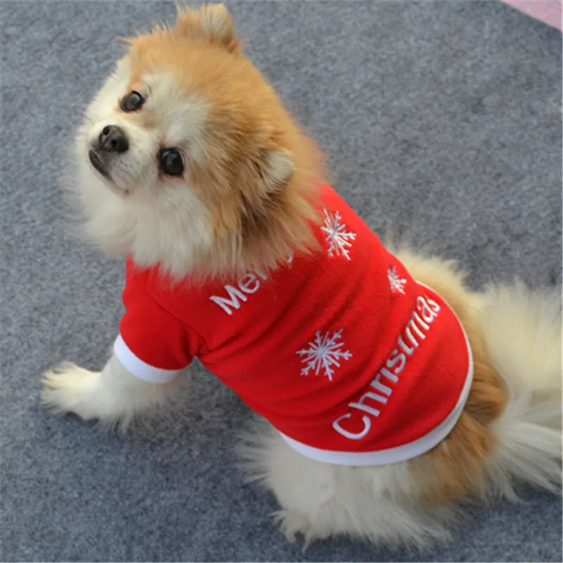 Christmas Small Dog Clothes Embroidery Dog Jacket Coat Chihuahua Dog Winter Clothes Soft Warm Puppy Shirt For Pug Poodle XS-L