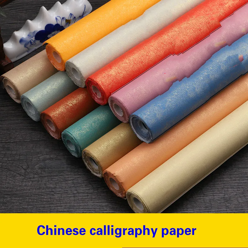 10 Sheets Chinese Calligraphy Papers Half-Ripe Xuan Paper Batik Rice Paper Paper Six Feets Carta Riso Batik Gilt Craft Supplies