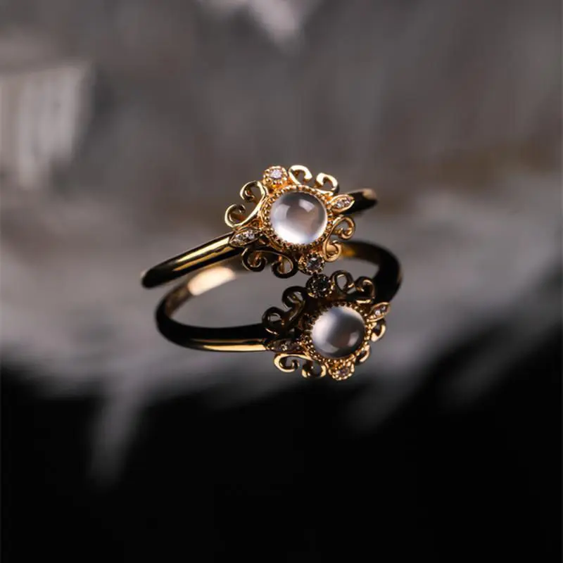 New original diamond wrapped ice white egg noodles opening adjustable ring boutique charm retro female silver jewelry