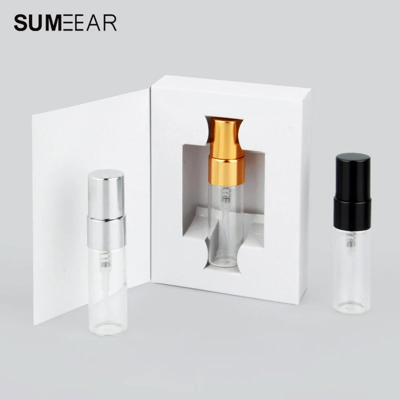 

50 Pieces/Lot 3ML Spray Bottles packing box And Glass Perfume Bottle With Atomizer empty Parfum Packaging Custom