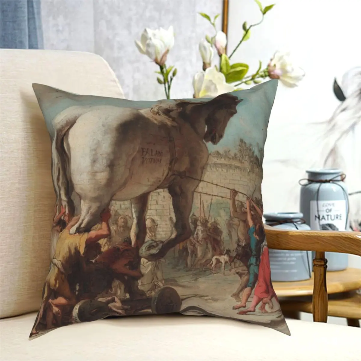 Trojan Horse Square Pillowcase Creative Decorative Pillow Case for Car Cushion Cover Wholesale