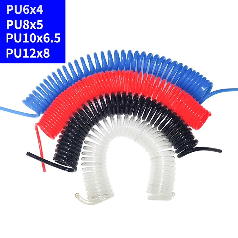 PU6*4 PU8*5 PU10*6.5 PU12*8 Air Compressor Hose Pipe quick Detachable Connectors Pneumatic Hoses Parts 6M 9M 12M 15M Spring Tube