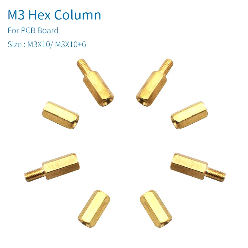 M3 Lục Giác Cột M3 Đồng Lục Giác Đôi Vượt Qua Cột Trụ Nam Đến Nữ Standoffs Do Khoang Cach Bang Hạt M * 10 + 6mm Cho Khuếch Đại PCB Board