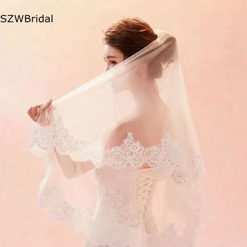 New Arrival Lace applique Ivory Wedding veil 2025 Velos de novia Boda wedding accessories Bride Vail Matrimonio dentelle mariage