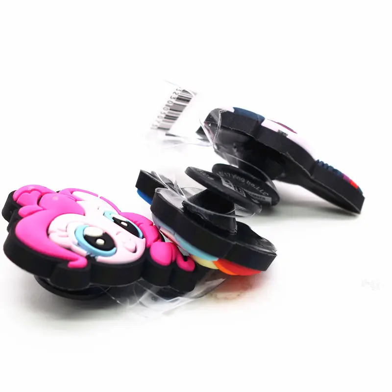 Drop Shipping Cartoon Shoe Charms Accessories Pink Blue Purple Cute Horse PVC Sandals Buckle Decoration fit Party Kids Gifts