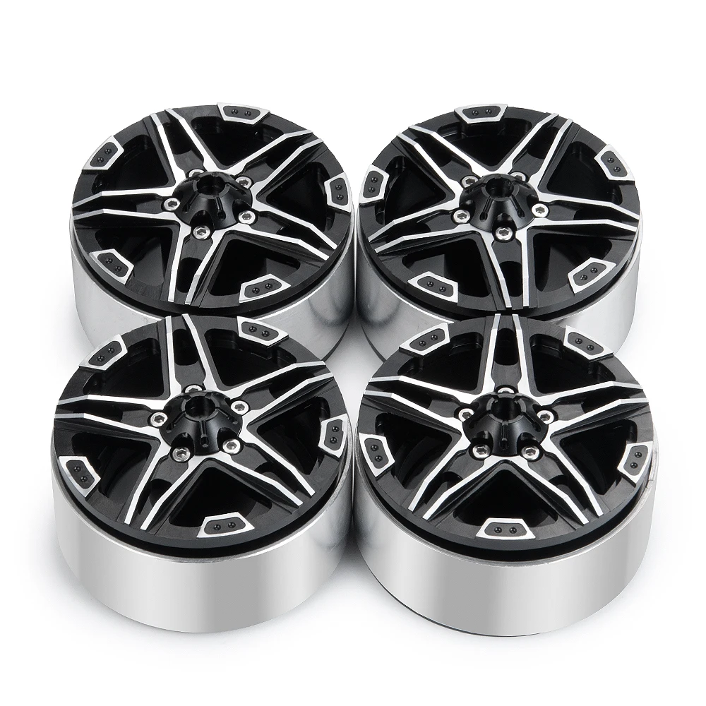 AXSPEED Five-pointed Star 1.9 Inch Alloy Metal Beadlock Wheel Rims for Axial SCX10 D90 CC01 TRX-4 1/10 RC Crawler Car Model Part