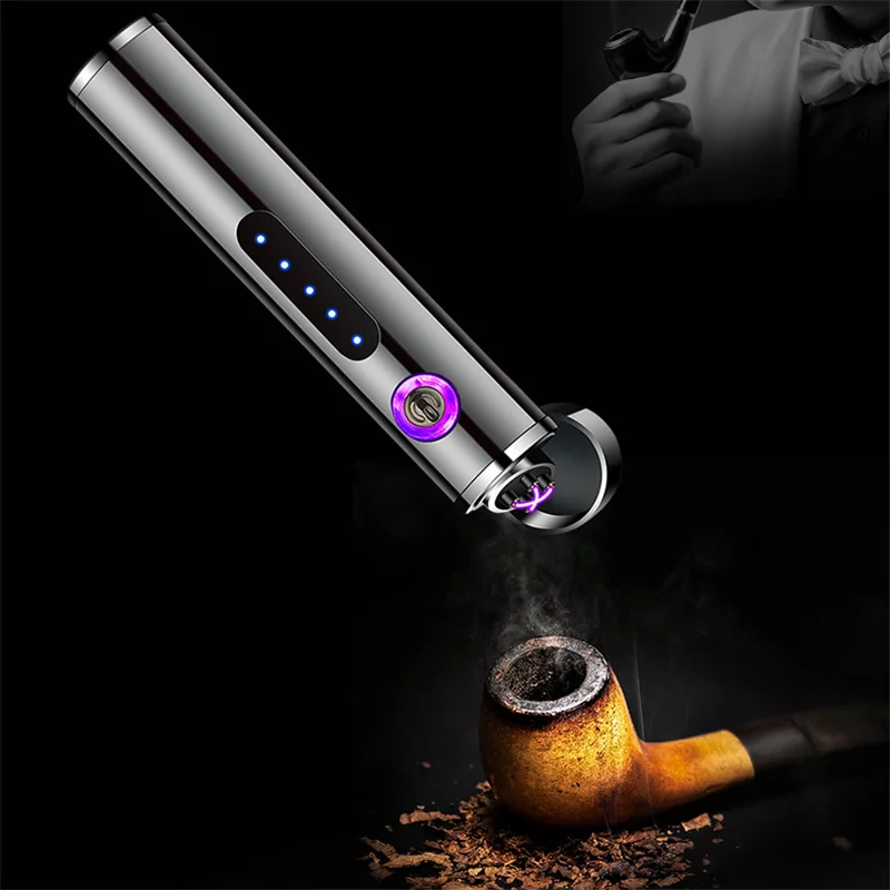 Mini New Double Arc Screem Display Fingerprint Lighters Windproof USB Recharge Small Metal Electric Lighters