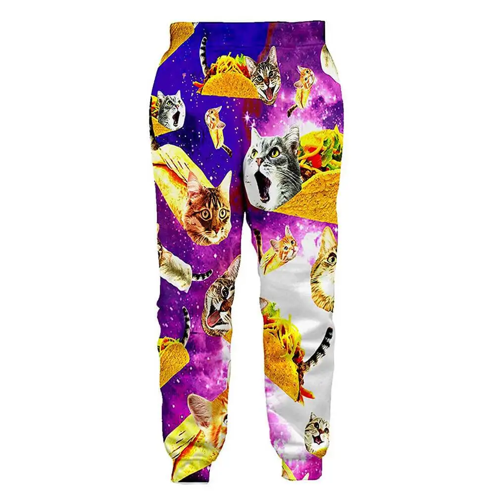 PLstar Cosmos Brand Trousers Pizza Cat Funny Animal 3D Printed Men Joggers Pants Streetwear Cool Unisex Casual Sweatpants MPK-07