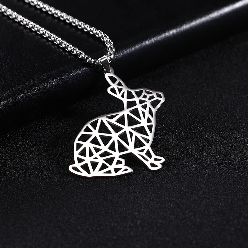 Teamer Wolf Necklace for Men Stainless Steel Jewelry Necklaces Women Animal Pendant Fox Bear Dog Box Chain Punk Fashion Jewelry image 3