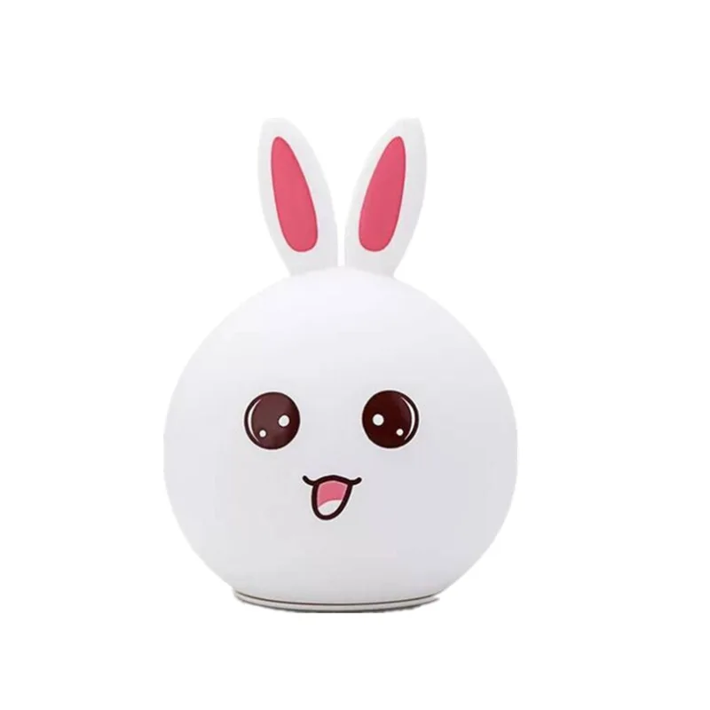 GEEKFUN Silicone Table Lamp Cartoon Cute Rabbit  USB Charging Touch Sensor 7 Colors LED Beside Patting Night Light Baby Gift