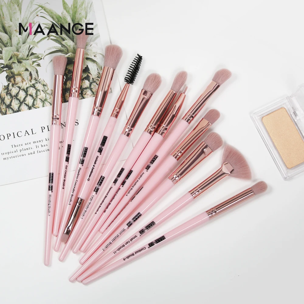 MAANGE Pro 6/12pcs Eye Makeup Brushes Set With Cosmestic Bag Rose Gold Make Up Brush Eyeshadow Blending Make Up Brush Maquiagem