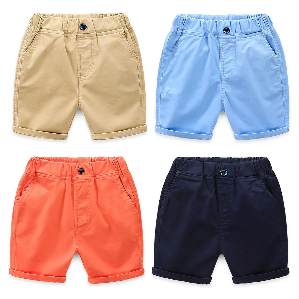 DE PEACH New Kids Boys Casual Shorts Summer Solid Color Cotton Baby Girls Loose Beach Shorts Pants Children Clothes 2-8Years