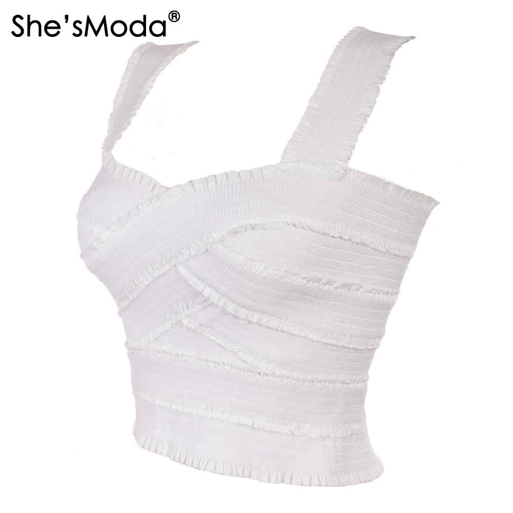 She'sModa Delicate Bandage Slim Sleeveless Strapes Women's Spandex Club Party Tank Camis Vest Plus Size