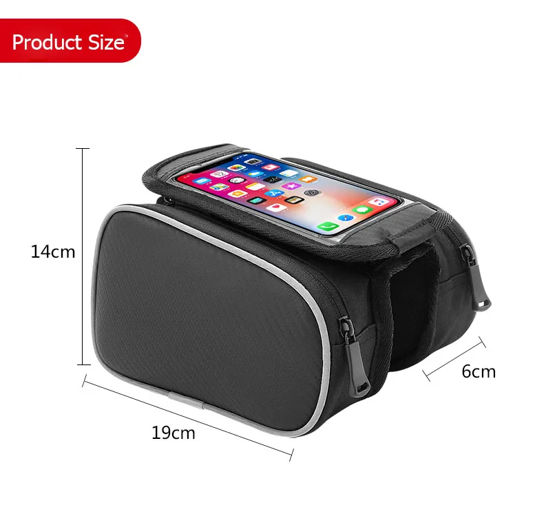 Sahoo 12813 Touchscreen Cycling Bicycle Front Top Tube Frame Double Bag for 5\