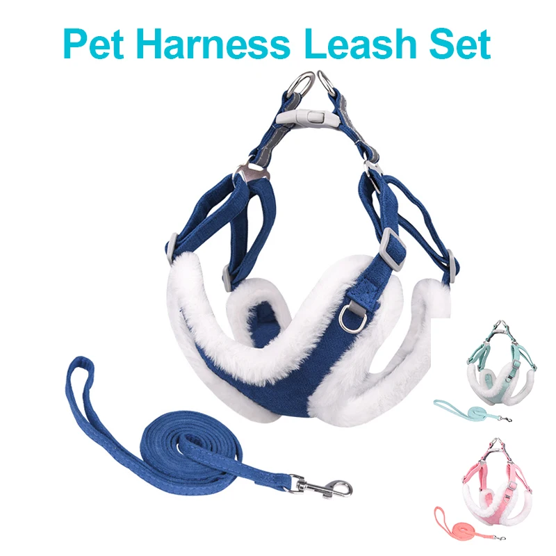 Winter Dog Harness Leash Set Warm Adjustable Reflective Prevent Shake Off Pet Vest Harnesses For Dogs Walk Running Dogs Harness