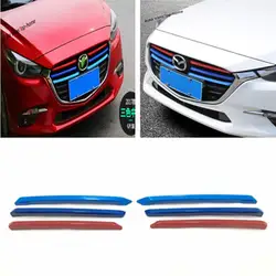 Yimaautotrims Exterior Refit Kit Fit For Mazda 3 2017 2018 Tricolor Front Grille Grill Plate Strip Cover Trim 6 Pcs / Set