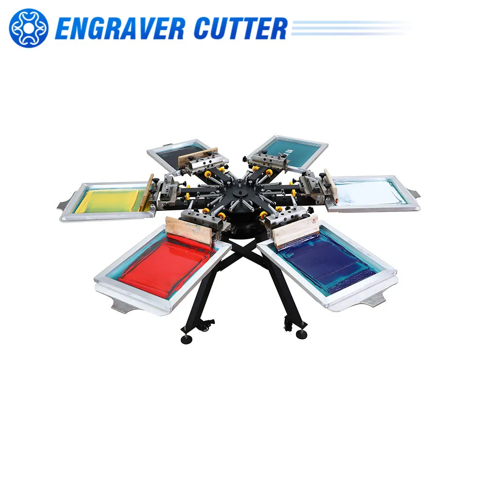 6 Color 6 Station Micro-Registration Silk Screen Printing Machine with Alum Plate for Bulk Wholesale