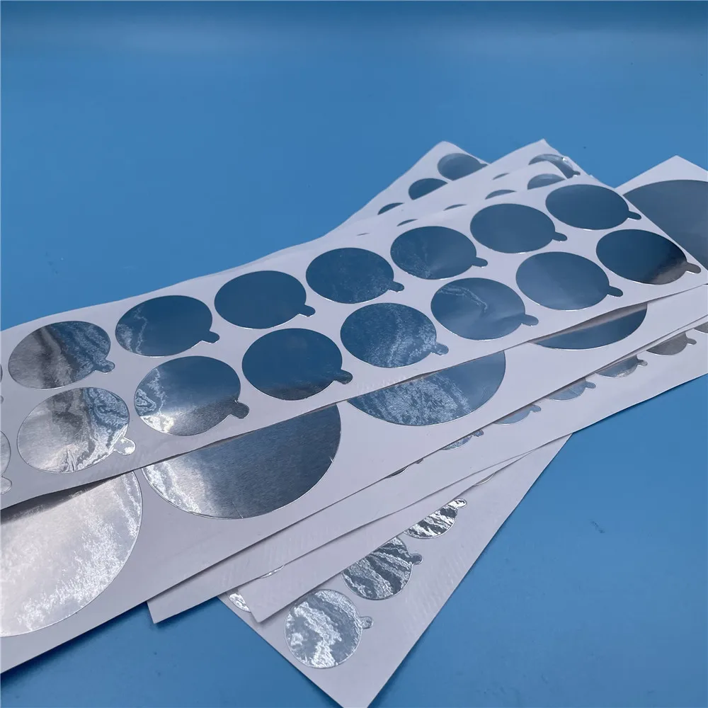 Guarnizioni autoadesive in alluminio 38MM 60MM 68MM, bottiglie di plastica sigillate, lattine di metallo incollate per prevenire perdite,