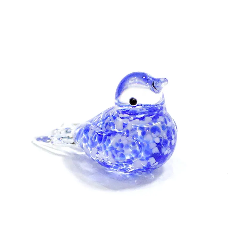 Mini Handmade Glass Bird Figurines Cute Vivid Animal Craft Ornaments New Year Gifts For Kids Home Fairy Garden Decor Accessories