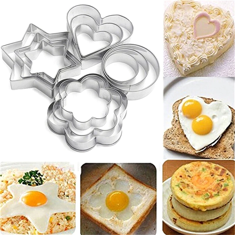 12pcs/set Stainless Steel Cookie Biscuit DIY Mold Star Heart Round Flower Shape Cutter Baking Mould Tools 