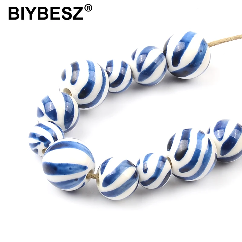 

Painting Diagonal stripes (10 Pieces/Lot) 8MM 10MM 12MM Ceramic Beads Porcelain Diy Hand Made Beads Jewelry Making