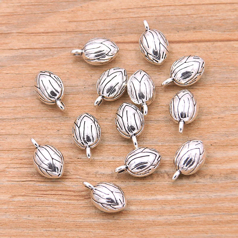 30PCS 2 Styles 2 Color Vintage Metal Zinc Alloy Lotus Seeds Lotus Plant Charms For DIY Necklace Bracelet Jewelry Making Findings