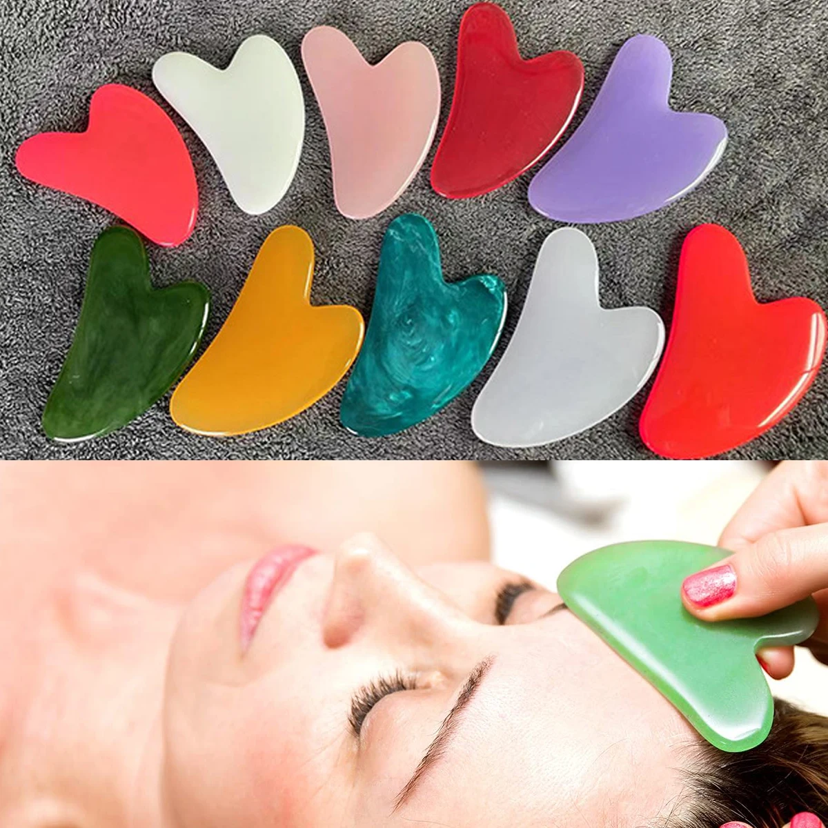 20PCS Gua Sha Raschietto Bordo Massaggiatori Resina Pietra di Giada Guasha Cura Della Pelle Del Viso Bellezza Spa Strumento di Massaggio Per Il Viso Collo Pelle Del Corpo