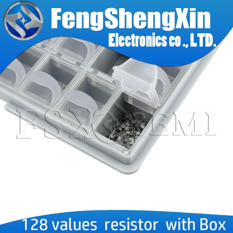 128grid SMT SMD Resistors chip sample box 0402 0603 0805 1206 1% 1R~2M ohm SMD Resistor capacitor Accept the fixed value