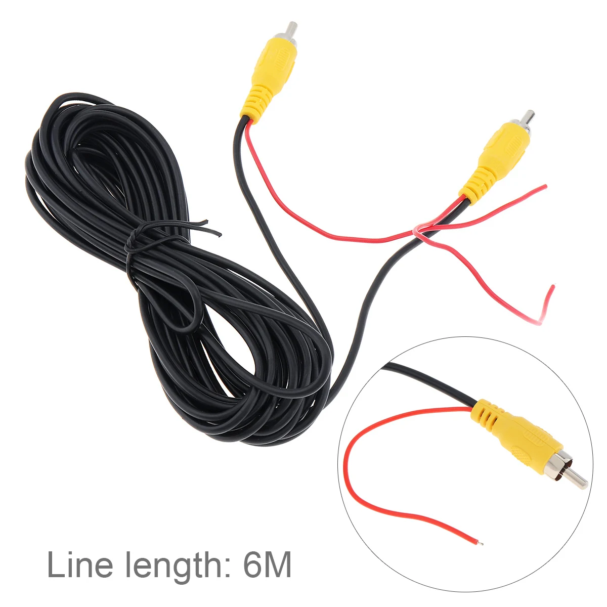 

6 M RCA Male Female Weatherproof Car Reverse Rear View Parking Camera Video Extension Cable Cord with Trigger Wire