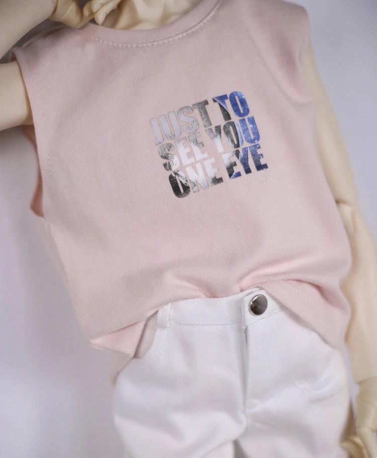 G10-350 1/4 MSD 1/3 SD10 فتاة العم SSDF POPO68 ID75 SD BJD MSD ملابس دمى مطبوعة سترة دون أكمام 1 قطعة