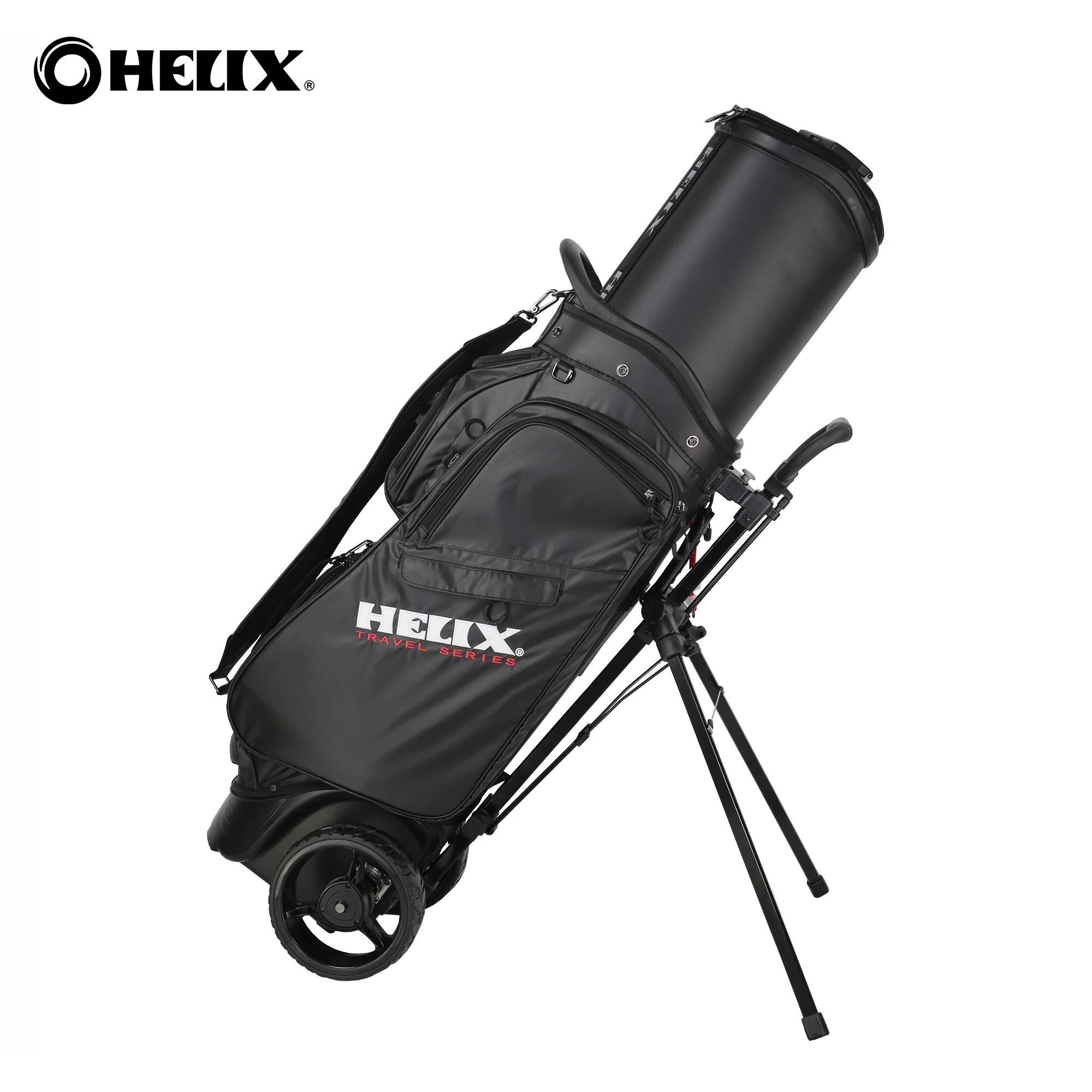 HELIX Waterproof Golf Stand Bag with Big Travel Wheels/Retractable Cover/Removable Stand