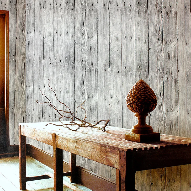 

Papel De Parede Wood Wall Paper Vintage Chinese Style Wallpapers Wood Planks Wallpaper Stripes Roll Vinyl Wallpaper For Walls